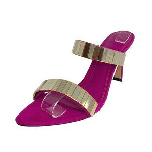 ALEXANDRE BIRMAN "Angelica" Hot Pink Suede & Gold Metal Embellished Sandal - IT